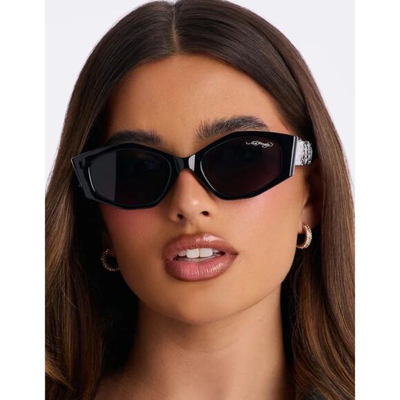 Ed Hardy Sunglasses Skull Floral Cat Eye Lion Y2K Shades Black Streetwear NWT main image 5